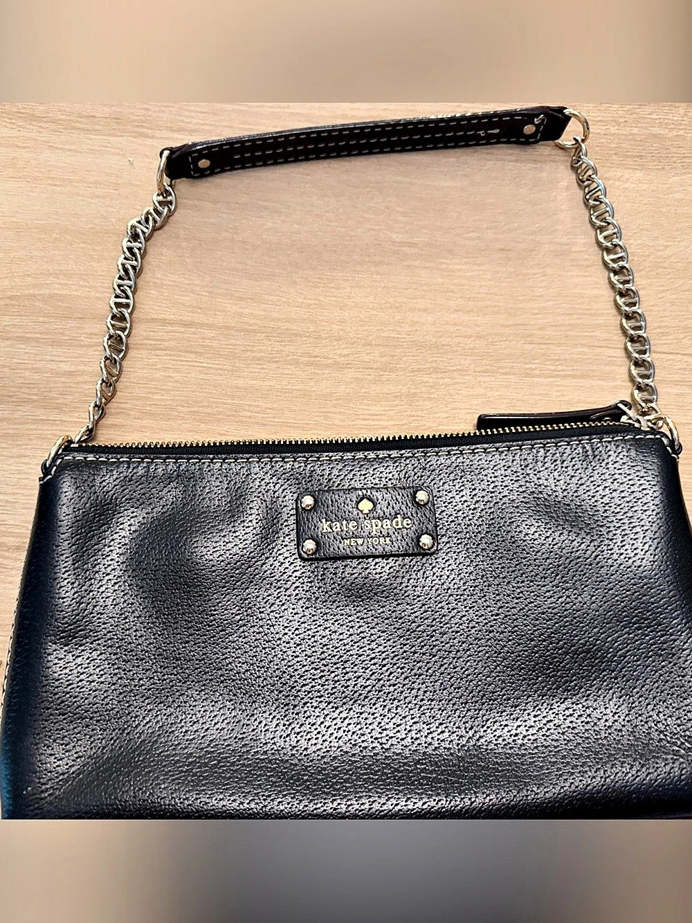 Kate Spade Shoulder Bag Black & Pink Polka Dot Lining